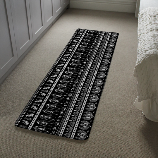 Lamberton Heiroglyphs Designer Shaggy Black/White Rug