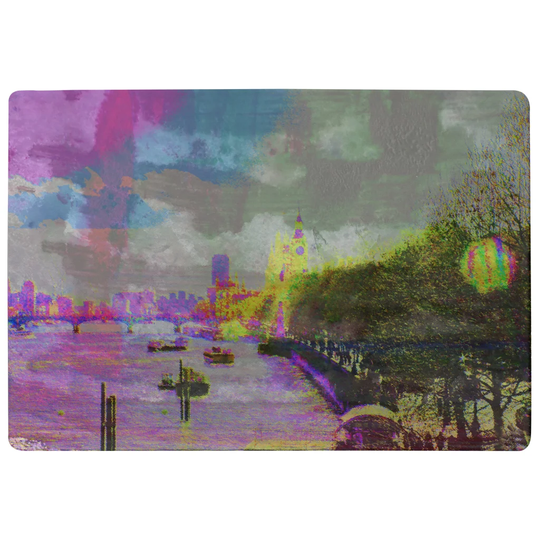 Cowell London Bridge View Designer Shaggy Green/Pink/Grey Rug