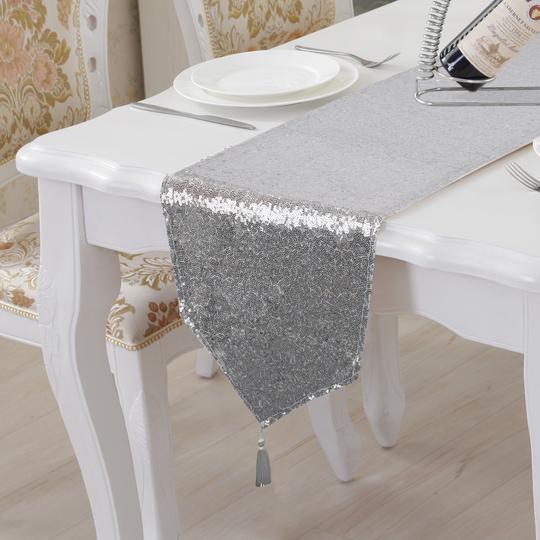 31x183cm Glitter Sequin Table Runner With Tassel 9 Colours For Wedding Party Anniversary