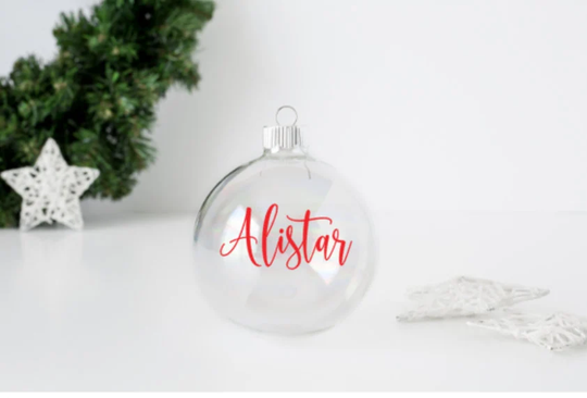 Personalised Diy Bauble Name Stickers. Christmas Bauble Vinyl, Xmas Rose Gold Vinyl