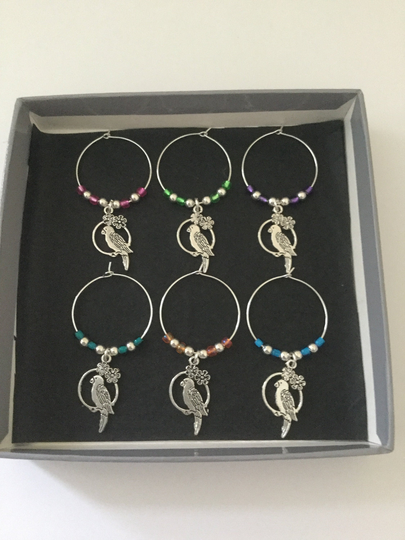 Parrot Wine Glass Charm Set/Animal /Wine Charms Table Decor Hostess Gift Parrot Lover