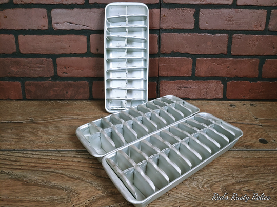 3 Aluminum Vintage Ice Cube Trays