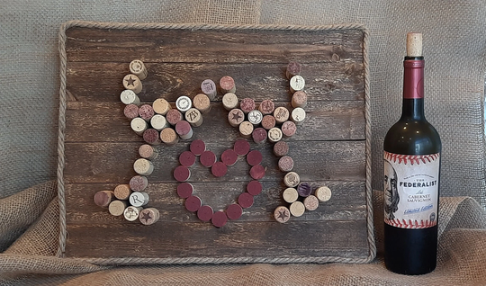 Wine Lovers Sign, Lovers, Cork Art, Corks, Wall Wood, Rustic, Cheers, Glass, Rope, Heart, Bar, Gift