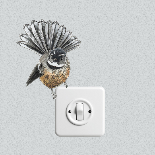 Fantail Art Sticker, Cute Bird Vinyl Wall Stickers Birds in The Uk, Nature Decal, New Zealand Decal