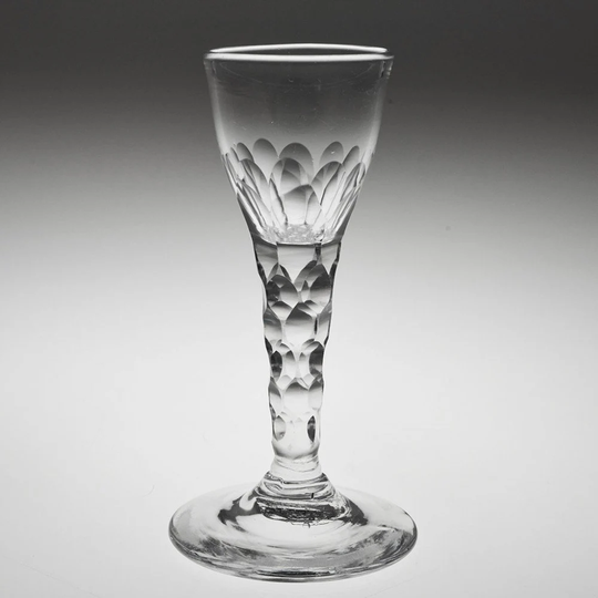 An 18Th Century Facet Cut Stem Wine Glass C1780