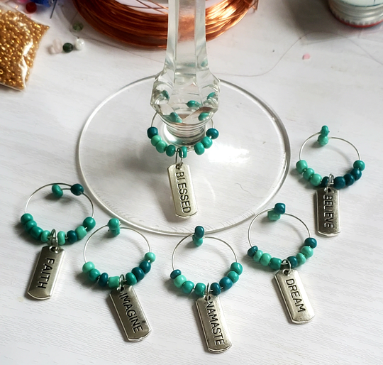 Positive Sayings Wine Charms