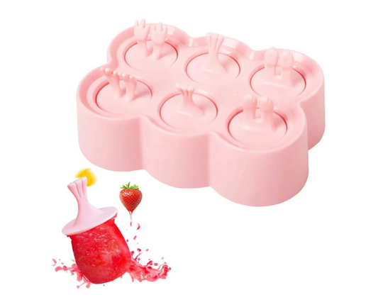 Diy Popsicle Makers Easy-Release Ice Cream Tray Holder For Kids, Mini Cute Animals Design, Kitchen Gadget | Pink