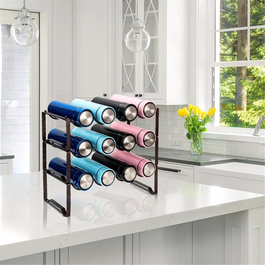 Wine Rack Stackable Bottles Rack For Wine Bottles Hold 12 Bottle Free Standing Storage Shelves For Kitchen, Pantry, Cellar, Bar, Bar Bronze 3 Tier