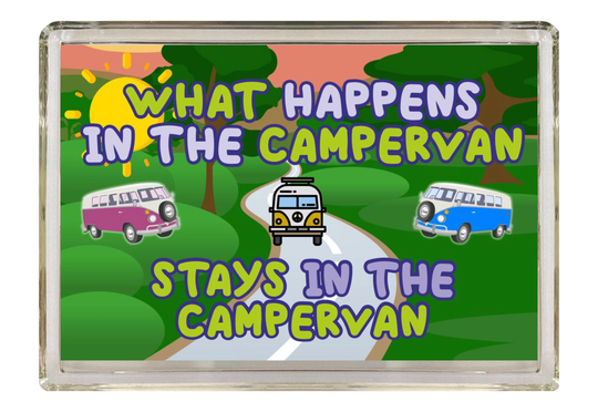Fun Campervan Gift - What Happens in The Stays Novelty Fridge Magnet Present Birthday Christmas