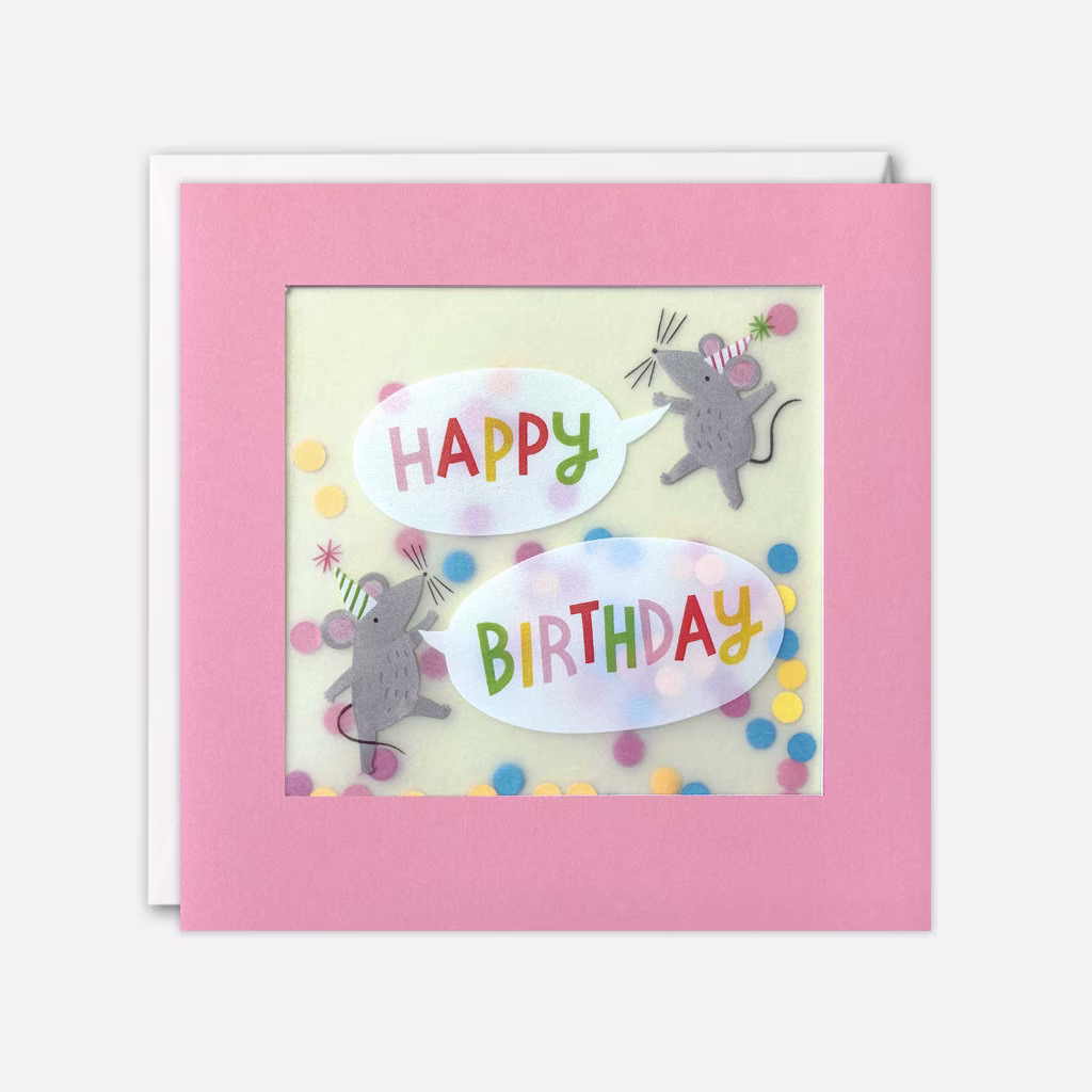 Mice Birthday Card With Paper Confetti - Shakies By James Ellis