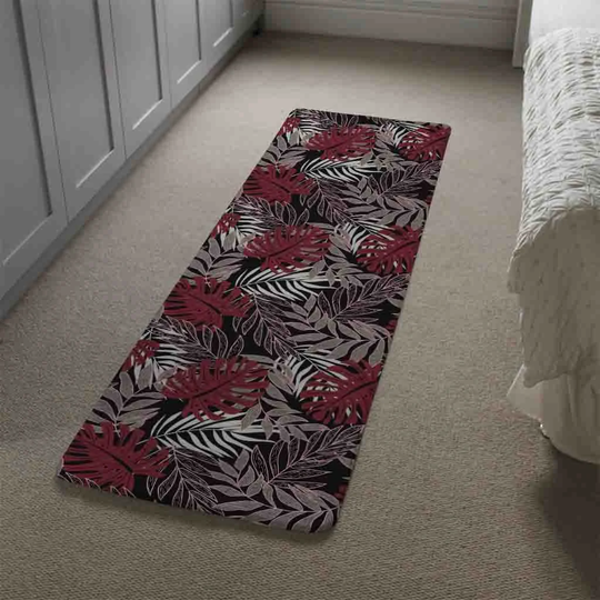 Hundley Tropical Leaves Designer Shaggy Grey/Red Rug
