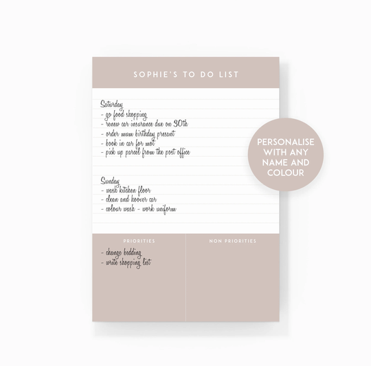 Personalised To-Do List Pad | Notepad To Do A4 Or A5 Planner