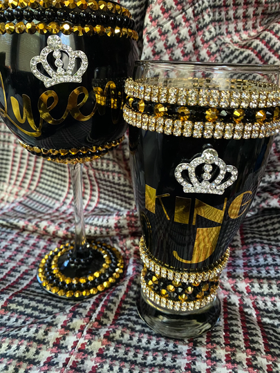 Gift Set King & Queen/His Hers Wine Glass Pilsner Coordinating Set