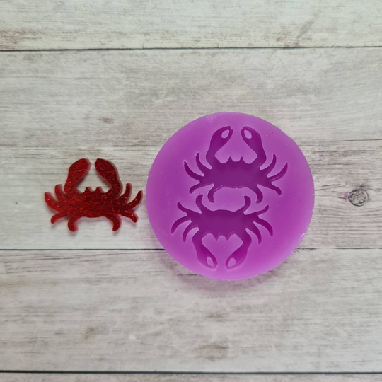 Dangle Earring Mold, 25mm Crab Resin Animal Flexible Silicone Clay Polymer Supplies, Supplies