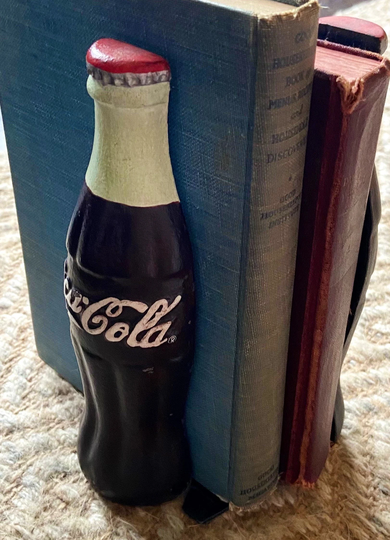 Vintage Enesco Coca Cola Bottle Bookends Cast Iron Metal, Retro Coke Barware, Collectible Advertising, Library, Father's Day