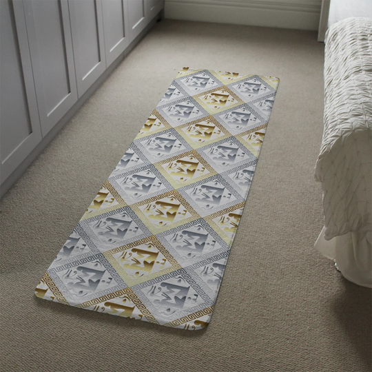 Kozak Egyptian Hieroglyphs Designer Shaggy Gold/Grey Rug
