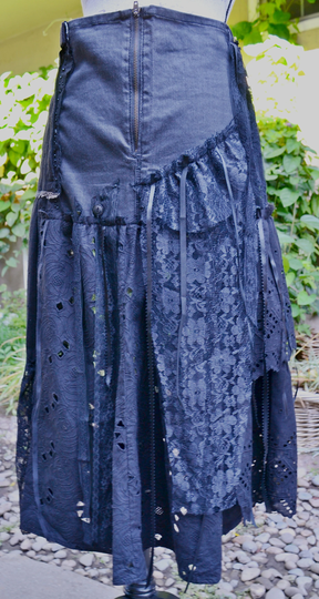Black Denim & Lace Fun Festival Event Skirt