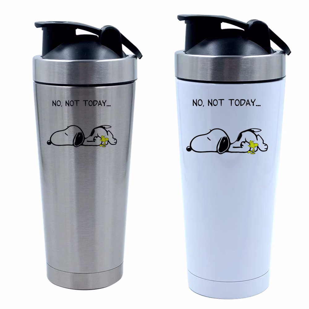 No Not Today Snoopy Dog Birthday, Christmas, Secret Santa Stocking Filler 500Ml Aluminium Shaker Bottle