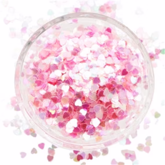 Pink Heart 4mm Valentines Day PVC Confetti, 1/2 Or 1 Oz, Shaped Glitter, Table Scatter, Shaker Pack Confetti