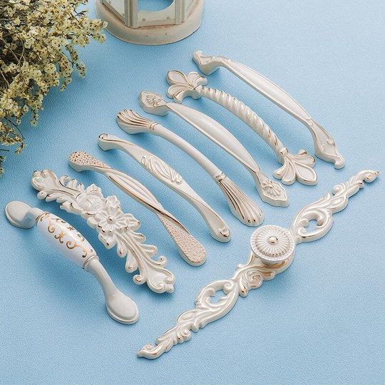 Lvory White Kitchen Pulls Cabinet Drawer Handles Dresser Zinc Alloy Ceramics Door Furniture Hardware