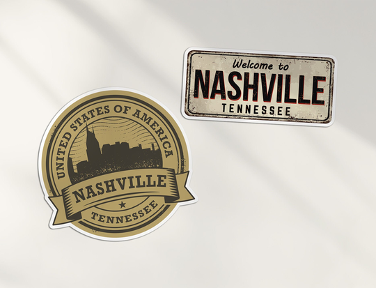 2 X 10cm Nashville Vinyl Stickers - America Usa Map Flag Holiday Travel Adventure Luggage Gift Kids Boys Girls Sticker #78547