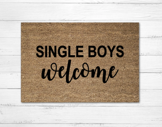 Single Boys Welcome Doormat Rug, Funny Doormat, Custom Door Mat, Personalized Housewarming Gift, Gift, Dorm Decor, Apartment