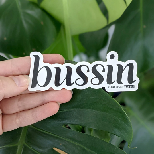 Bussin, Bumper Sticker, Car Vinyl, Bike Weatherproof, Die Cut