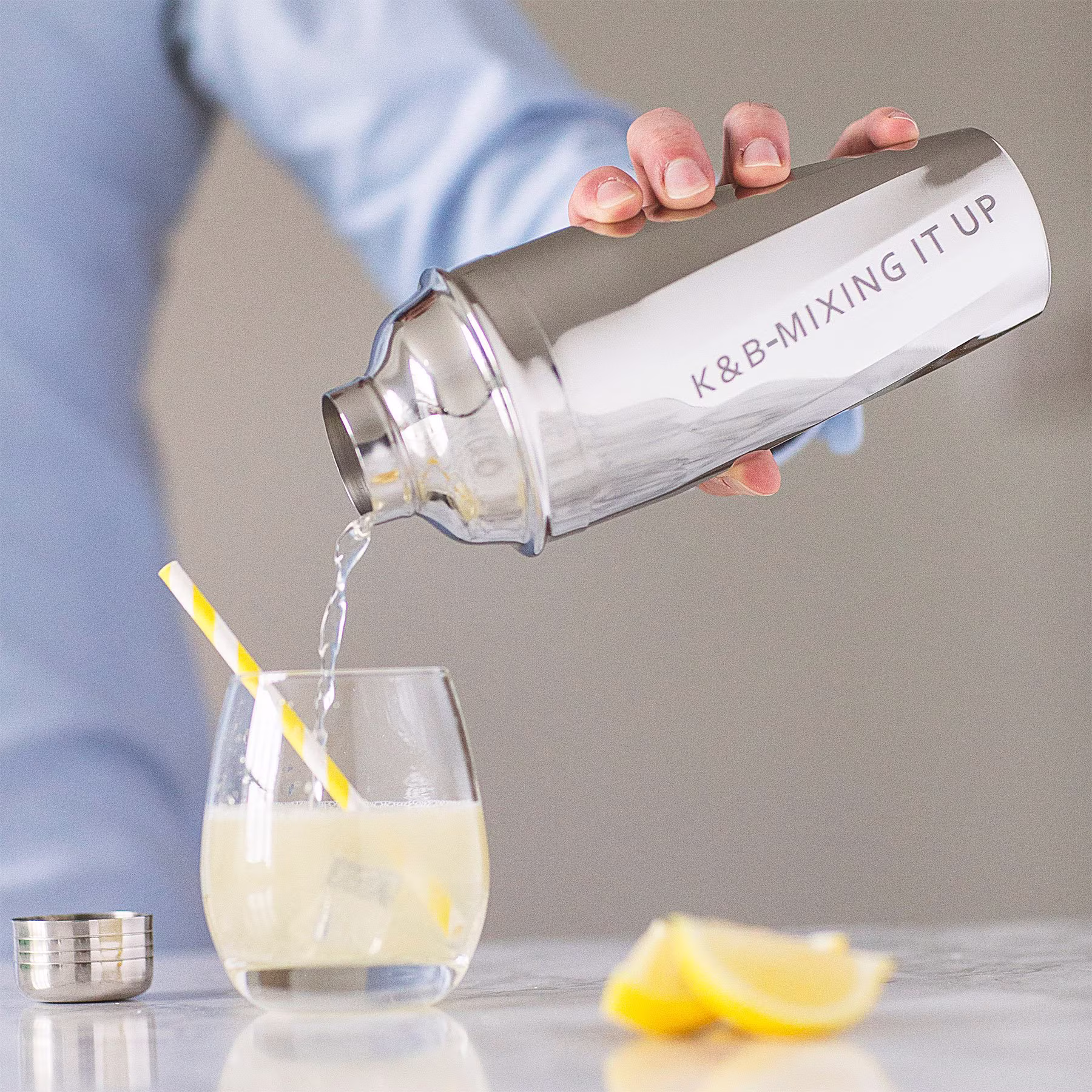Personalised Swirl Cocktail Shaker Personalized Lover Gift Drinker Party Birthday - Pscs101