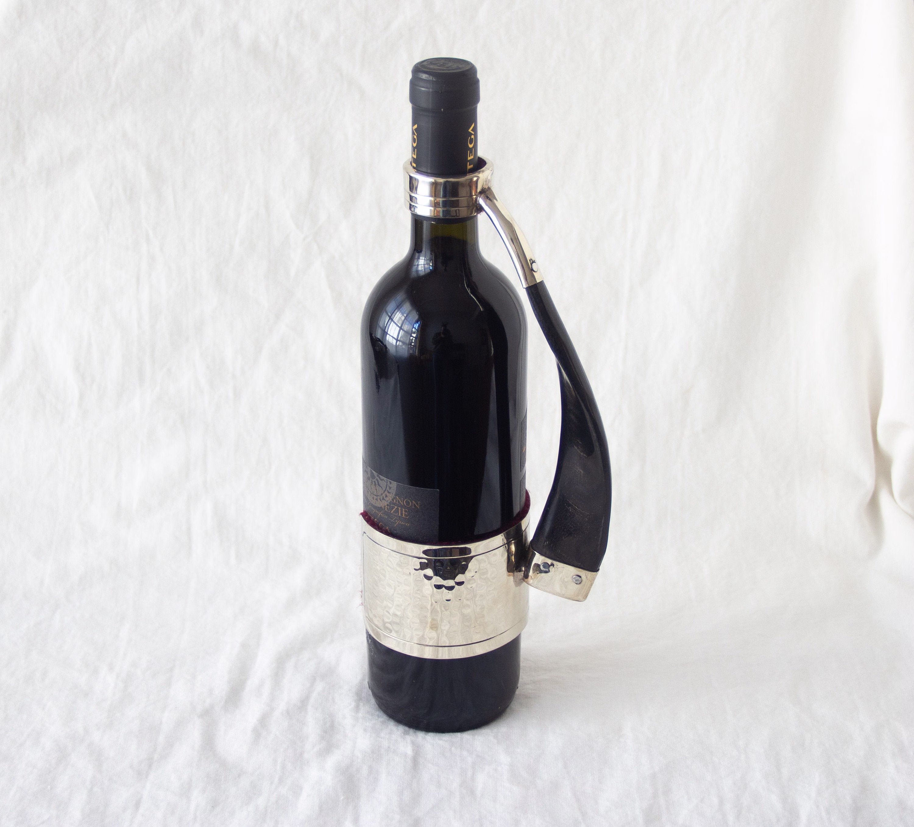 Wine Bottle Holders | Goat Horn Handle Luxury Gift For Wine Lover Handmade in Argentina Nickel Silver & Goat Horn