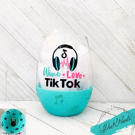 Tiktok Music Glitter Wine Glass