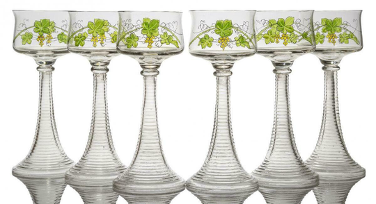 Theresienthal Glass - Set Of 6 Roemer/Hock Wine Glasses Hans Christiansen