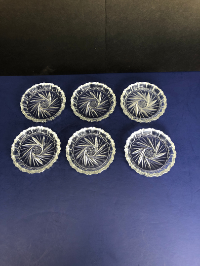 Crystal Coasters, Brunzwick Star Design, Bohemian, Set Of Six