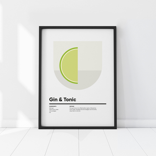 Gin & Tonic Print, Gifts, Poster, Bar Cart Decor, Modern Art Cocktail Lover, Drinks Trolley, Home Bar, Alcohol Prints