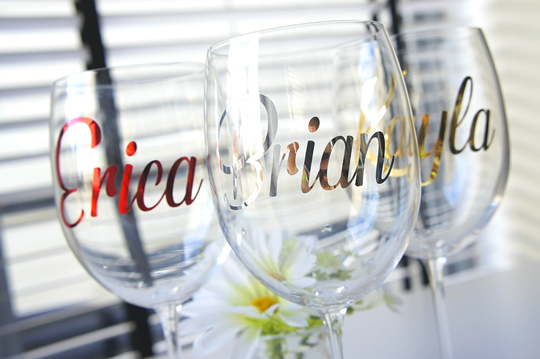 Custom Name Vinyl Sticker Wine Glass, Personalized Decal, Tags, Wedding Table Plan, Gift Box Sticker, Lettering, Bachelorette