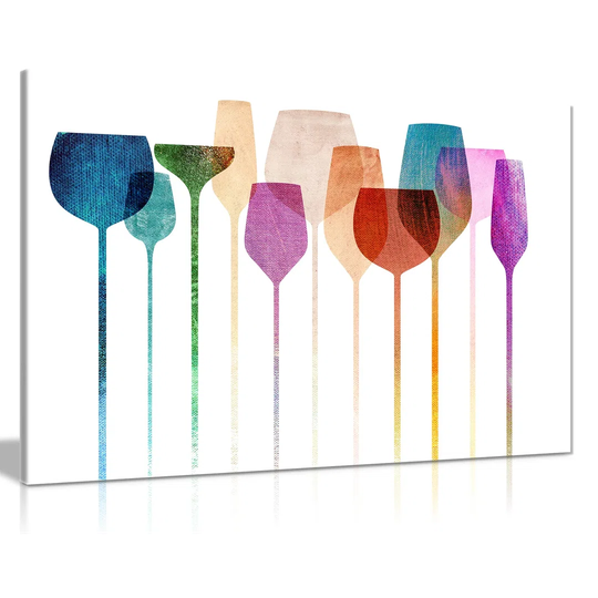 Wine Glasses Kitchen Pictures Decor Canvas Wall Art Picture Print
