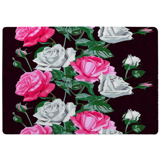 Pascoe Flowers Designer Shaggy Pink/Black/Green Rug
