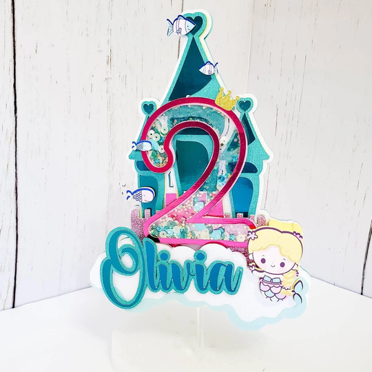 Mermaid Party Shaker Cake Topper, Ideal For Birthday Decor, 1st Colorful & Girly Theme