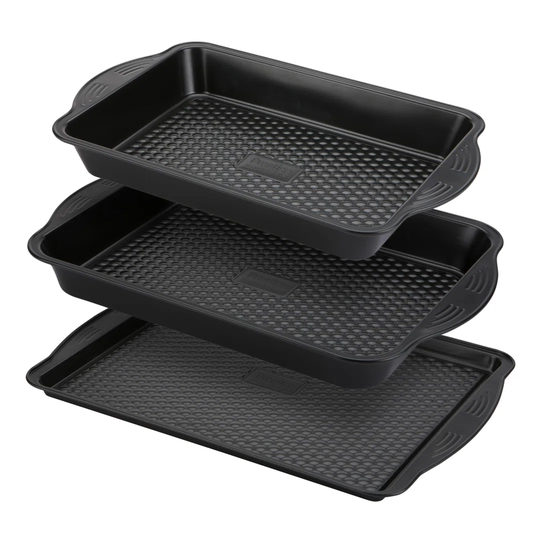 Prestige Aerolift Baking Trays For Oven Non Stick Set Of 3 - Dishwasher Safe Oven Trays Set With Extra Large Handles, Durable Carbon Steel Roasting Ti