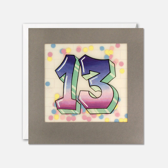 Age 13 Graffiti Birthday Card With Paper Confetti - Shakies By James Ellis