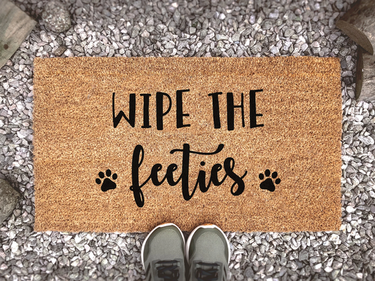 Wipe The Feeties - Dog/Cat Paw Print Doormat Cute Pet Animal Lover Gift