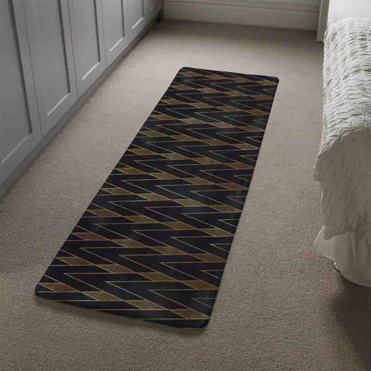 Mattison Lines Designer Shaggy Black/Gold Rug