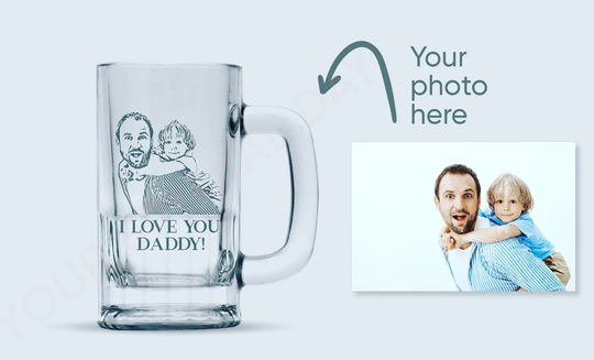 Personalized Beer Mug Glass, Custom Mug, Engraved Gift For Dad, Fathers Day Gift From Son Daughter, Mug With Photo