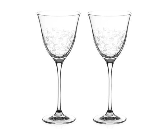 Diamante White Wine Glasses Pair -