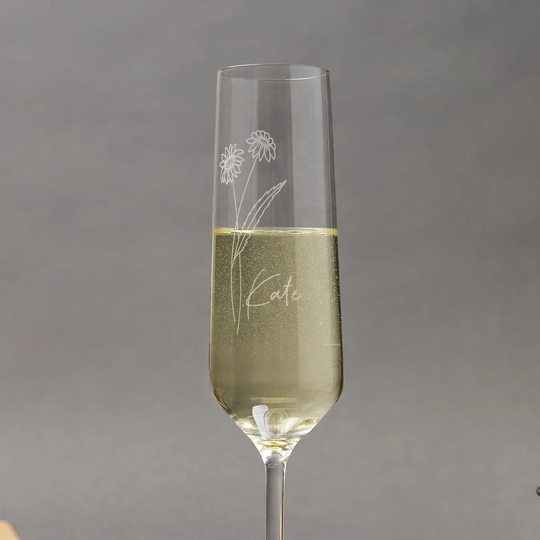Birth Flower Prosecco Glass, Personalised Bridesmaid Gifts, Gift, Birthday Gift For Her