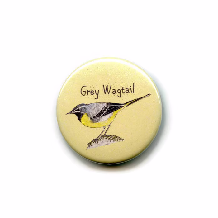 Grey Wagtail Magnet, Water Bird 38mm Round Button Seabird Fridge Memo Board