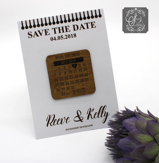Save The Date Magnet Calendar Style - Wedding White Card