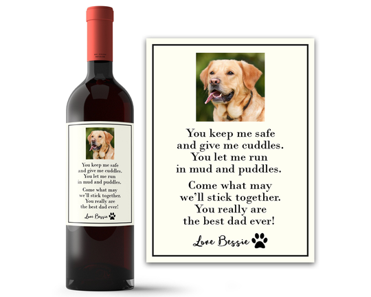 Personalized Dog Lover Gift, Parent Owner Dad Custom Wine Labels