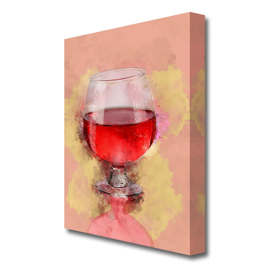 Red Wine Glass Kitchen - Wrapped Canvas Painting Print