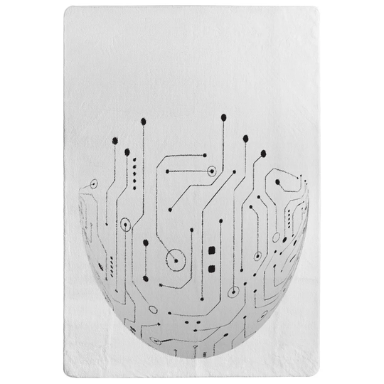 Leona Circuit Technology Designer Shaggy Black/Ivory Rug