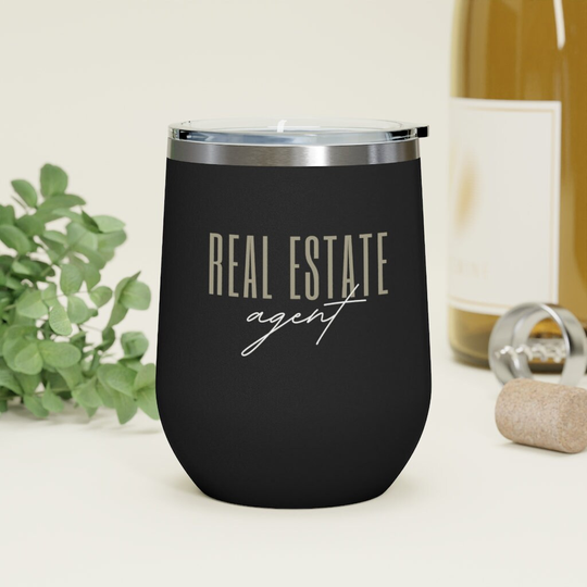 12Oz Real Estate Insulated Wine Tumbler, Agent Gifts, Gifts For Agent, Realtor, Mug